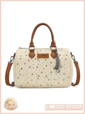 Rhinestone Denim Barrel Bag Crossbody Satchel Purse